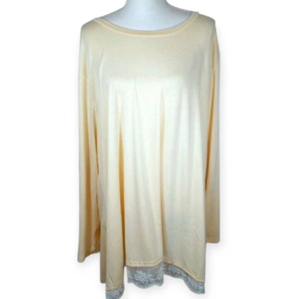 VISLILY CREAM LACE TRIM T-SHIRT SZ.26W NWT